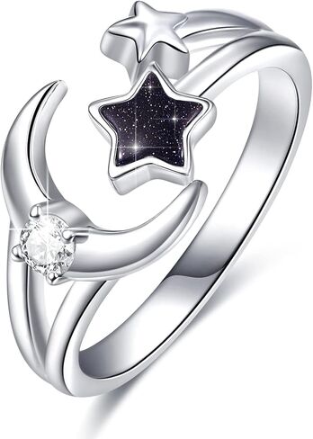 Dreamboat Moon and Star Ring Crescent Moon Ring for Women 925 Sterling Silver Celestial Jewelry Witchy Star Gifts in Kuwait