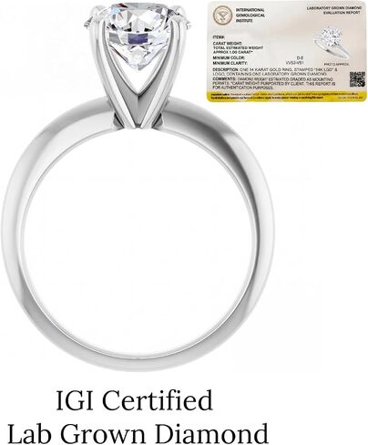 PRIVOSA — IGI Certified Lab Grown Diamond Solitaire Engagement Ring in 14K Gold - D-E VVS2-VS1 Round Brilliant 4-Prong Ring for Women - Made in USA in Saudi Arabia