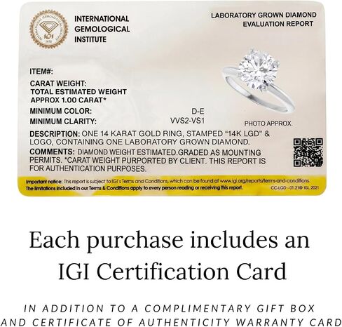 PRIVOSA — IGI Certified Lab Grown Diamond Solitaire Engagement Ring in 14K Gold - D-E VVS2-VS1 Round Brilliant 4-Prong Ring for Women - Made in USA in Saudi Arabia