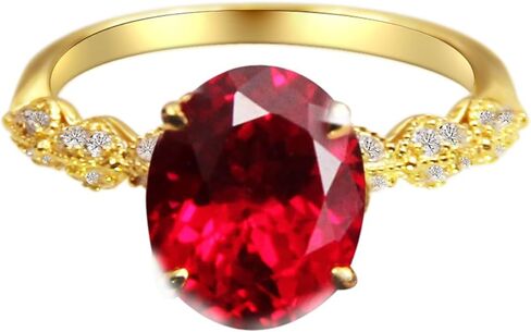LU·XI Lab Grown Sapphire/Ruby Oval Ring cut craftsmanship，sterling silver 925 band，set with zirconia stones，women's style， Ideal for wedding, Valentine's Day in Kuwait