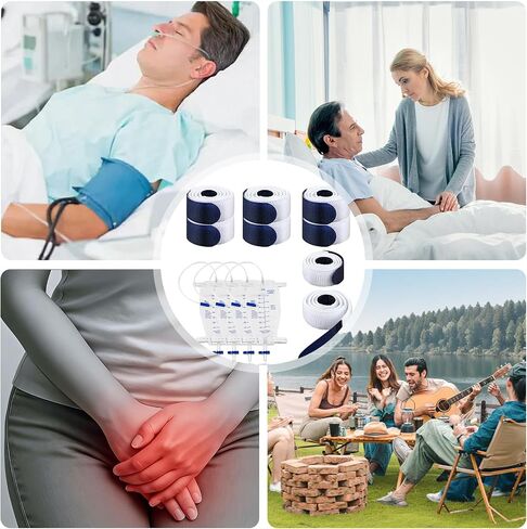 4 عبوات من أكياس قسطرة للساق 750 مل للرجال والنساء، حقيبة تصريف بولية مع صمام مضاد للارتجاع، وأنبوب تصريف 18 بوصة و8 أشرطة ساق ناعمة قابلة للتعديل in Kuwait