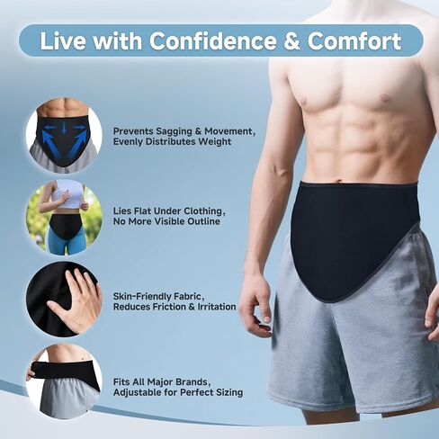 Stealth Ostomy Support Belt with Inner Pocket | Breathable Colostomy Bag Cover for Men & Women | Inconspicuous Hernia Support Wrap for Sports, Running & Daily Use (L) in Kuwait