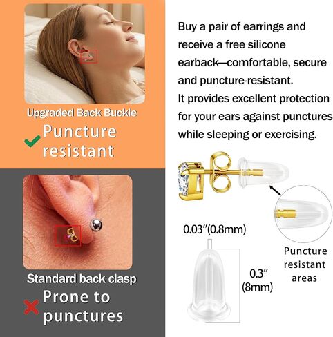 14K Gold Plated Earrings for Women Hypoallergenic 316L Stainless Steel Heart Cubic Zirconia Stud Earrings Birthday Valentine's Day Her CZ Jewelry Gifts in Kuwait