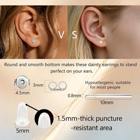 14K Gold Plated Earrings for Women Hypoallergenic 316L Stainless Steel Heart Cubic Zirconia Stud Earrings Birthday Valentine's Day Her CZ Jewelry Gifts in Kuwait
