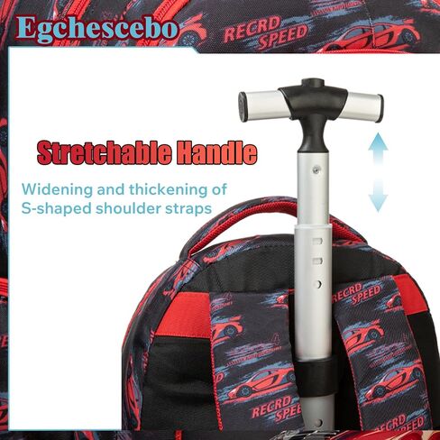 Kids Rolling Cars Backpack for Boys Trolley Suitcases Luggage Travel with Wheels Bookbag Wheeled 17" 3PCS Roller Backpacks Toddler Tote Bag Back Pack School Bags Set Elementary Red in Saudi Arabia