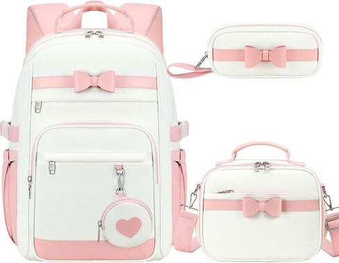 Laptop Backpack for Women,School Backpacks With Lunch Box Pencil Case Pouch Pocket Set for Girls Teen,Cute Pink Bow Teacher Bags Large Students Bookbag 17 Inch Laptop Bag Kids Travel Daypacks Black in Saudi Arabia