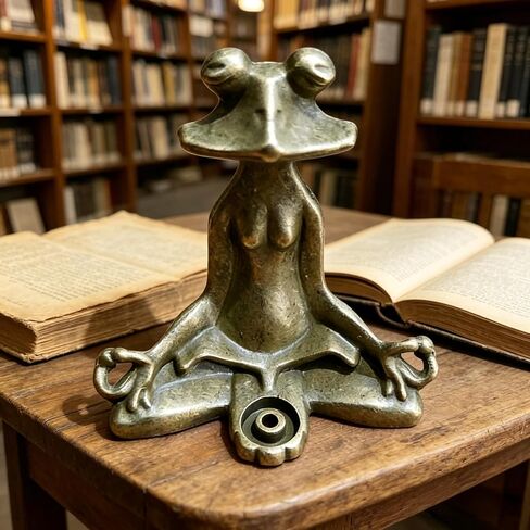 Vintage Brass Yoga Frog Incense Holder,Meditating Frog Incense Burner,Handcrafted Zen Frog Statue for Home Decor,Retro Decorative Incense Burner in Kuwait
