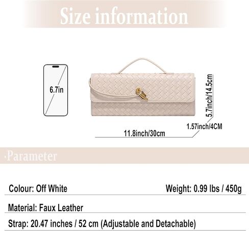 Evening Woven Handbag for Women PU Leather Clutch Purses Removable Strap Shoulder Bag Fashion Crossbody Tote Bag (Beige) in Saudi Arabia