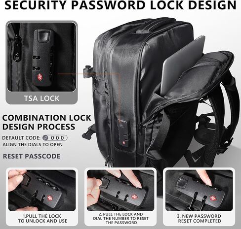 Vacuum Backpack Travel with Pump, 60L Exapandable Air Compression Vacuum System, Available Boarding, Carry on Luggage, Water Resistant, TSA Lock and Strong Sealing Airbag for Travel, Black in Saudi Arabia