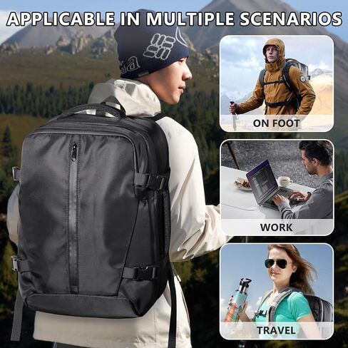 Vacuum Backpack Travel with Pump, 60L Exapandable Air Compression Vacuum System, Available Boarding, Carry on Luggage, Water Resistant, TSA Lock and Strong Sealing Airbag for Travel, Black in Saudi Arabia