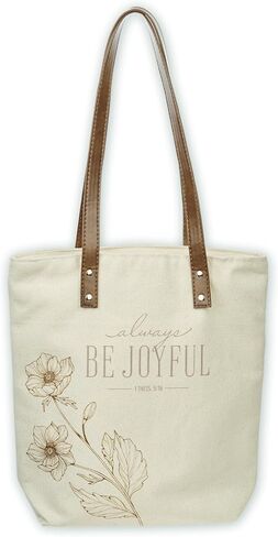 Christian Art Gifts Natural Canvas Tote Bags for Women with Inspirational Scripture, Easy Carry Vegan Leather Shoulder Straps in Kuwait