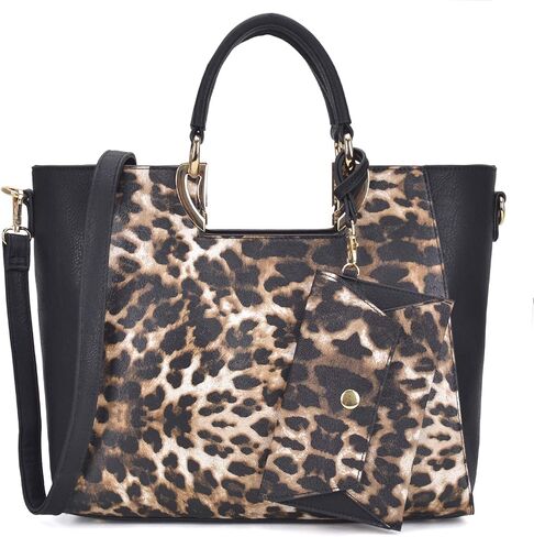 Women's Two-Tone Vegan Leather Tote Purse Large Top Handle Satchel Work Bag with Matching Wristlet in Kuwait