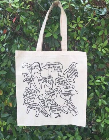 My Father's World KINDERGARTEN Curriculum Badges Canvas TOTE God's Creation from A to Z Fabric Markers in Kuwait