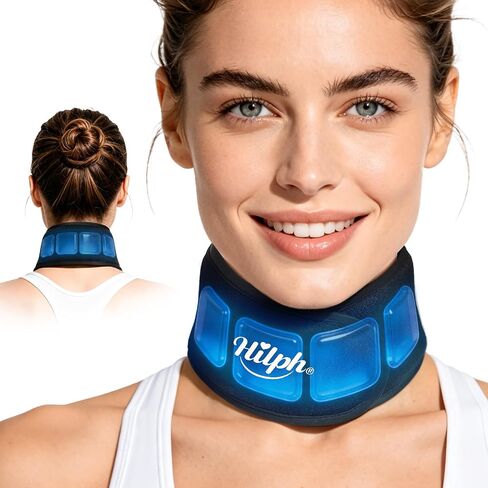 Hilph Neck Ice Pack Wrap Gel, Flexible Cervical Hot and Cold Compress Ice Pack for Neck Pain Relief, Sore Neck, Cervical Surgery, Tonsillectomy, Hot Flash Relief, Adjustable Cooling Neck Wrap in Kuwait
