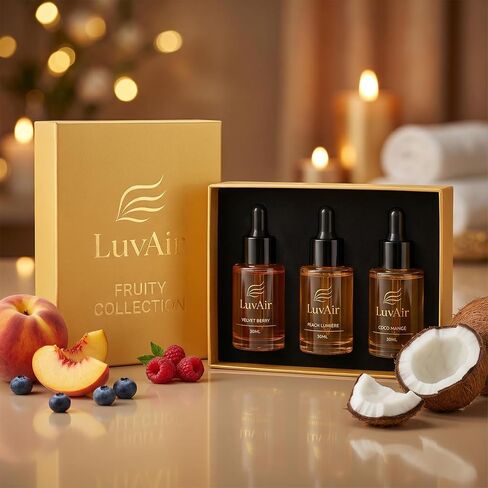 زيوت عطرية طبيعية 100% من LuvAir للناشرين بدون ماء - مجموعة الأزهار أو الفواكه أو الخشبية (3 × 30 مل) - زيوت عطرية نقية طويلة الأمد (مجموعة الأزهار) in Kuwait