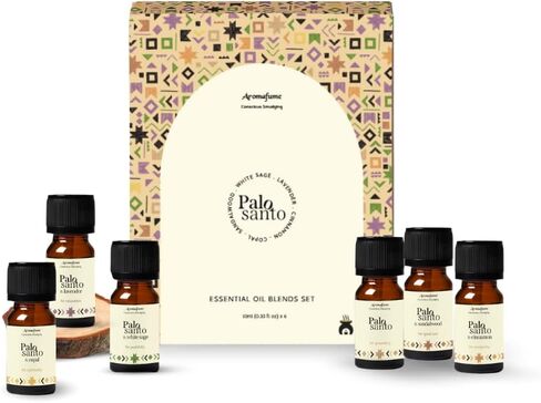 Palo Santo Essential Oil Diffuser Blend Gift Set by Aromafume | 6 x 10ml / 0.33 fl oz l Aromatherapy Oil for Smokeless Smudging | Natural Air freshners for Home | Spiritual Meditation Accessories in Saudi Arabia