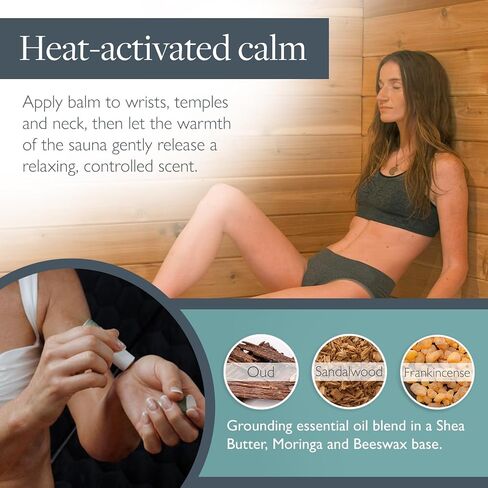 Scentered Sauna Balm Duo - Escape Essential Oils Blend Aromatherapy Balm Stick for Sauna Rituals - Sauna Accessories Set with Oud, Frankincense & Sandalwood - Sauna Gifts in Saudi Arabia