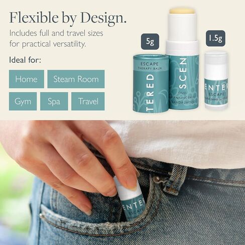 Scentered Sauna Balm Duo - Escape Essential Oils Blend Aromatherapy Balm Stick for Sauna Rituals - Sauna Accessories Set with Oud, Frankincense & Sandalwood - Sauna Gifts in Saudi Arabia