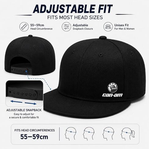 Canam Snapback Hat for Men Women, Adjustable Black Baseball Cap Flat Brim Hip Hop Trucker Hat, Fashion Summer Casual Streetwear Cap in Saudi Arabia
