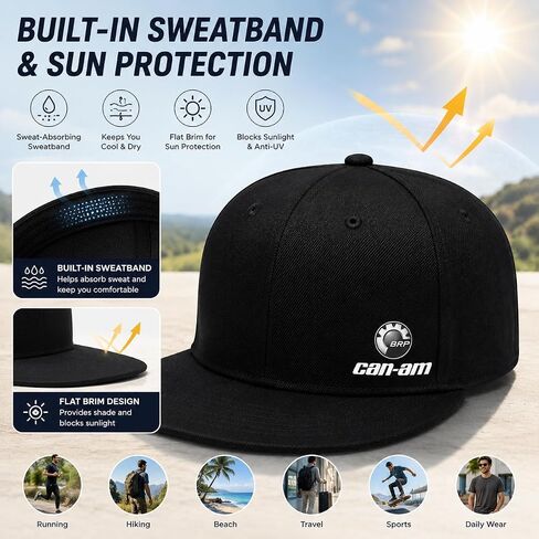 Canam Snapback Hat for Men Women, Adjustable Black Baseball Cap Flat Brim Hip Hop Trucker Hat, Fashion Summer Casual Streetwear Cap in Saudi Arabia