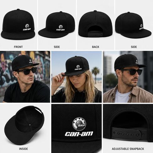 Canam Snapback Hat for Men Women, Adjustable Black Baseball Cap Flat Brim Hip Hop Trucker Hat, Fashion Summer Casual Streetwear Cap in Saudi Arabia