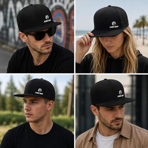 Canam Snapback Hat for Men Women, Adjustable Black Baseball Cap Flat Brim Hip Hop Trucker Hat, Fashion Summer Casual Streetwear Cap in Saudi Arabia