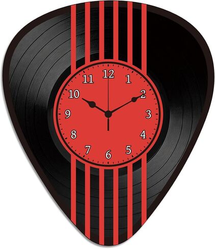 Musical Black Vinyl Record Wall Clock Battery Operated Silent Non Ticking Guitar Pick Clock Retro Unique Wall Art for Living Room Bedroom Home Music Studio Decoration in Saudi Arabia