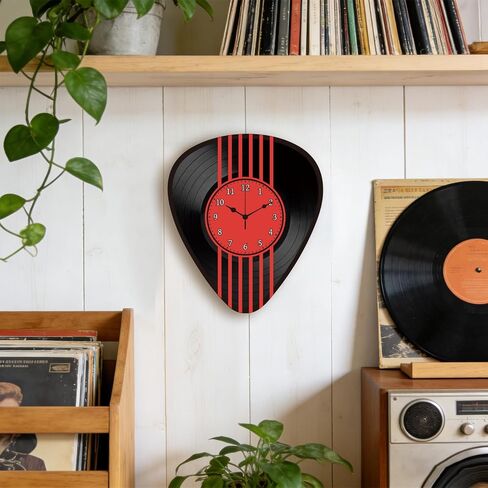Musical Black Vinyl Record Wall Clock Battery Operated Silent Non Ticking Guitar Pick Clock Retro Unique Wall Art for Living Room Bedroom Home Music Studio Decoration in Saudi Arabia