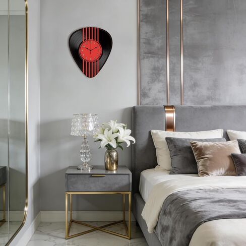Musical Black Vinyl Record Wall Clock Battery Operated Silent Non Ticking Guitar Pick Clock Retro Unique Wall Art for Living Room Bedroom Home Music Studio Decoration in Saudi Arabia