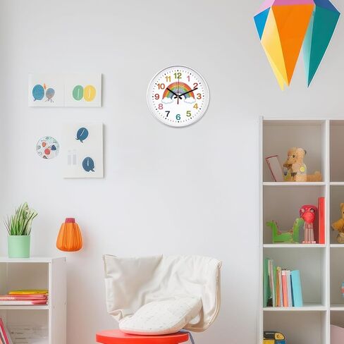 Gerrii Rainbow Wall Clock 8 Inch Learning Teaching Time Colorful Clock Silent Non Ticking Battery Operated for Classroom Bedroom School Homeschool Battery Operated Glass Lens in Kuwait