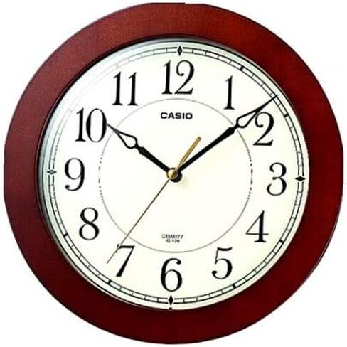 Casio Iq-126-5 Wall Clock with 10 Inches Thinline Quartz Marron Wood Frame and Beige Dial Battery Included Limited Edition in Kuwait