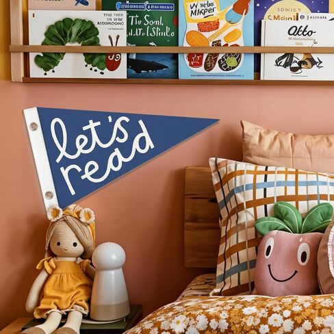 Classroom Reading Corner Decor Pennant Banners Flags,Let's Read Felt Banner Wall Hanging for Read Corner Nook,Library,Playroom,Children's Room Decor 7.4x14 Inch in Saudi Arabia