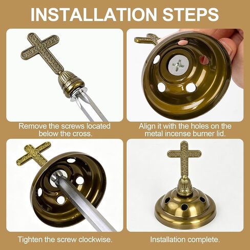 1 PCS Catholic Church Incense Holder with Cross Lid, Home&Altar Incense Burner, Charcoal Censer Incense Burner, Unique Meditation Gift, Frankincense Resin Bakhoor Burner (Bronze) in Saudi Arabia