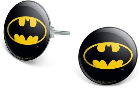 GRAPHICS & MORE Batman Classic Bat Shield Logo Novelty Silver Plated Stud Earrings in Kuwait