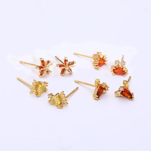 Dainty Crab Lobster Stud Earrings Red Cubic Zirconia 18K Gold Plated Tiny Cute Ocean Animals Earrings for Women in Kuwait