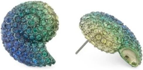 Betsey Johnson Conch Shell Stud Earrings, Blue Ombre Crystal Glass, Gold-Tone Metal, 1.1 x 1 Inch in Saudi Arabia