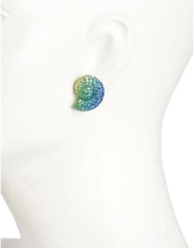 Betsey Johnson Conch Shell Stud Earrings, Blue Ombre Crystal Glass, Gold-Tone Metal, 1.1 x 1 Inch in Saudi Arabia