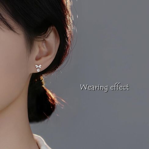 925 Sterling Silver Bow Drop Dangle Earrings,Bowknot Stud Earrings Ribbon Bow Studs for Women in Saudi Arabia