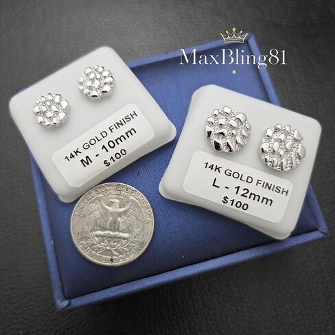 Unisex 925 Sterling Silver Plated Brass Nugget Cookie Round Circle Stud Fashion Earrings Earrings 10mm/12mm For Men, Women in Saudi Arabia