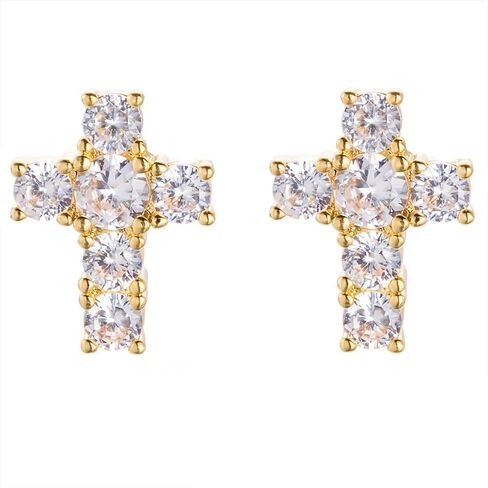 Sparkly Cross Stud Earrings for Women Silver Rhinestone Cross Studs Earrings Jewelry in Saudi Arabia