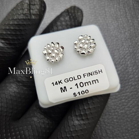 Unisex 925 Sterling Silver Plated Brass Nugget Cookie Round Circle Stud Fashion Earrings Earrings 10mm/12mm For Men, Women in Saudi Arabia