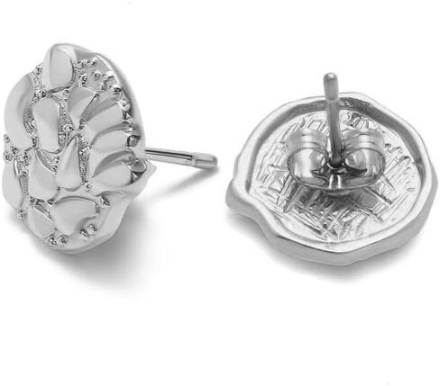 Unisex 925 Sterling Silver Plated Brass Nugget Cookie Round Circle Stud Fashion Earrings Earrings 10mm/12mm For Men, Women in Saudi Arabia