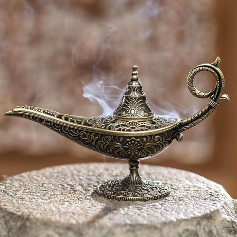 Vintage Aladdin Genie Lamp Incense Holder - Retro Aromatherapy Stand, Home Decor for Yoga Meditation in Kuwait