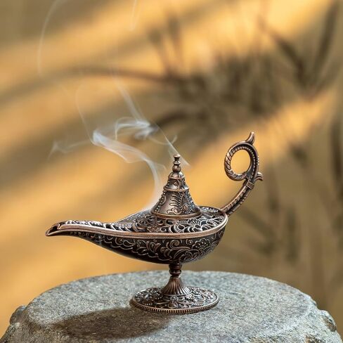 Vintage Aladdin Genie Lamp Incense Holder - Retro Aromatherapy Stand, Home Decor for Yoga Meditation in Kuwait