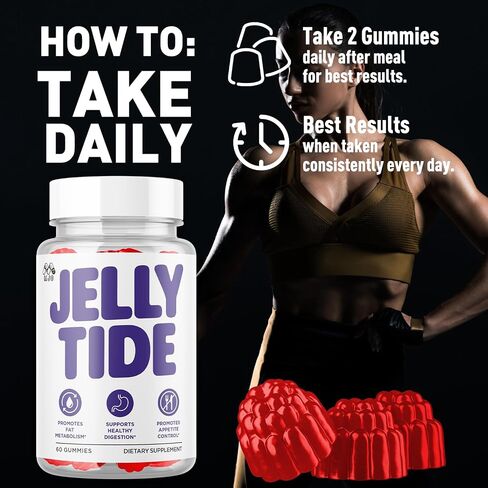 (2 Pack) Jelly Tide Gummies, Official Jellytide Weight Management Gummys with Natural Ingredients, Jellytide Advanced Wellness Gummy with Maximum Strength Active Lifestyle Multivitamins (120 Gummies) in Saudi Arabia