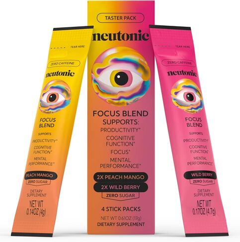Neutonic Nootropic Focus Blend Powder | Watermelon Mint 16 Sticks | Caffeine Free, Zero Sugar | Support Memory, Mental Clarity, Cognitive Function | Boost Focus, Energy, Brain Health in Kuwait