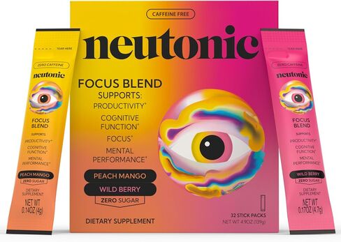 Neutonic Nootropic Focus Blend Powder | Watermelon Mint 16 Sticks | Caffeine Free, Zero Sugar | Support Memory, Mental Clarity, Cognitive Function | Boost Focus, Energy, Brain Health in Kuwait