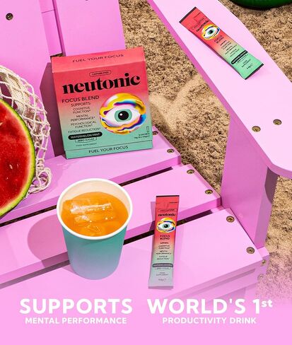Neutonic Nootropic Focus Blend Powder | Watermelon Mint 16 Sticks | Caffeine Free, Zero Sugar | Support Memory, Mental Clarity, Cognitive Function | Boost Focus, Energy, Brain Health in Kuwait