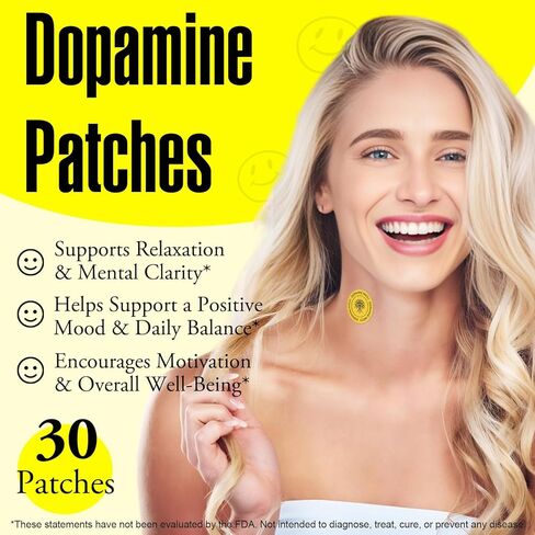 Dopamine Patches,30 Vegan Mood Boost & Positivity Support,Mood Support Patches,Supports Dopamine & Daily Mental Wellness,Plant-Based Formula,for Men Women (1) in Kuwait