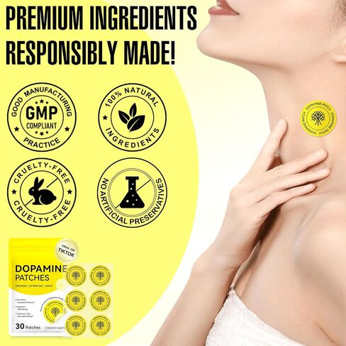 Dopamine Patches,30 Vegan Mood Boost & Positivity Support,Mood Support Patches,Supports Dopamine & Daily Mental Wellness,Plant-Based Formula,for Men Women (1) in Kuwait